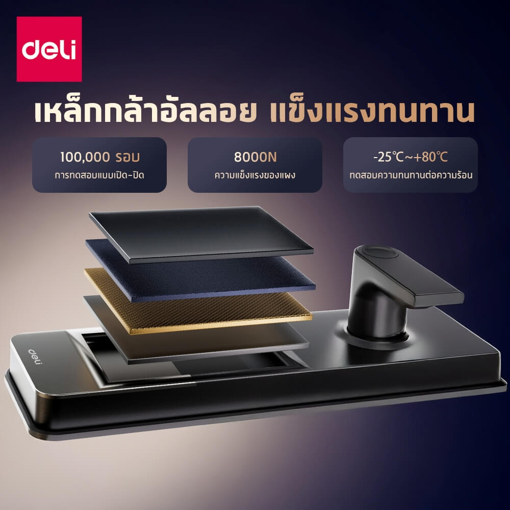 กลอนดิจิตอล DELI ES620-BK-01 ระบบสัมผัส รองรับAI สีดำ_5